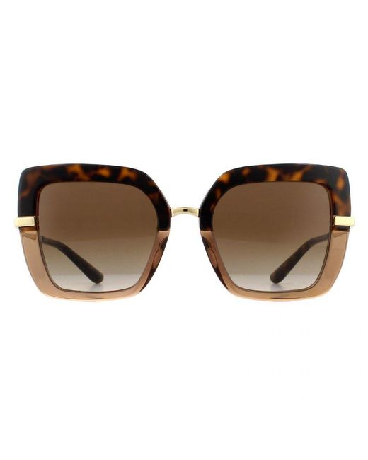 Dolce & Gabbana Brown Sunglasses Dg4373 325613 Top Havana On Transparent Gradient Metal