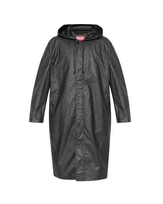 DIESEL Gray Long Rain Coat Cotton for men