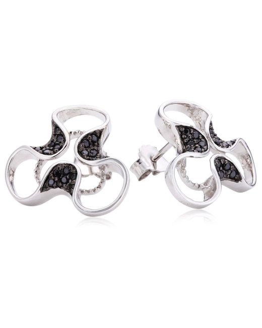 Orphelia Dames 925 Sterling Zilveren Stud Oorbellen in het Black