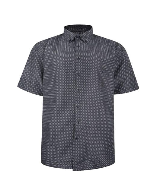 Fitzgerald London Gray Short Sleeve Shirt Plus Size With Trendy Sandy Circles Design for men