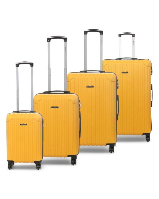 Infinity Leather Orange Hard Shell Abs 8 Wheels Luggage Travel Cabin Suitcase Set