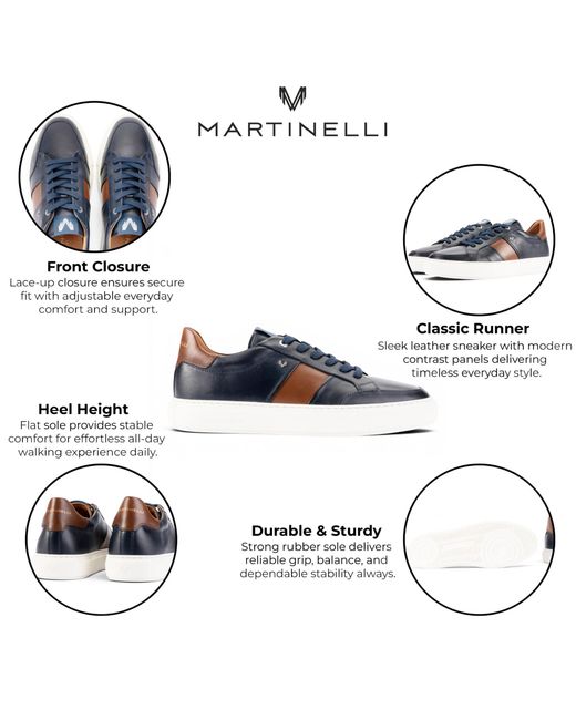 Infinity Leather Blue Martinelli Sneakers Trainer Shoes for men