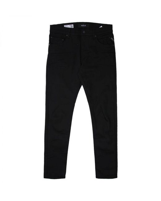 Replay Men's Mickym Hyperflex Reused Slim Fit Jeans In Black voor heren