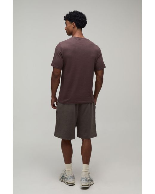 BoohooMAN Brown Essential Regular Fit Waffle T-Shirt for men