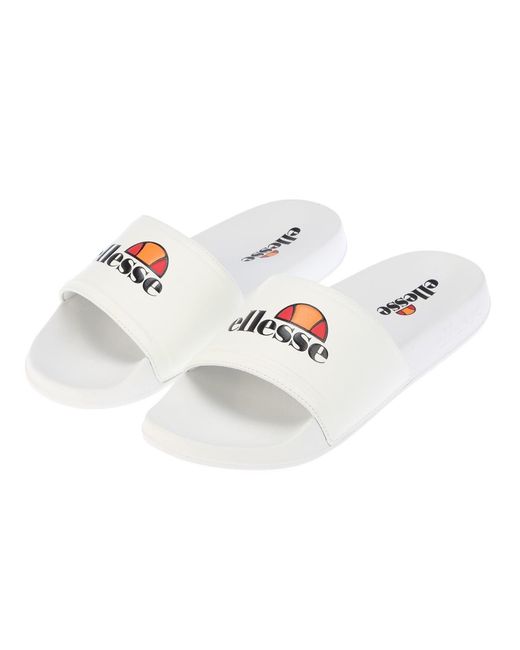 Ellesse White Filipo Logo Print Open Toe Slides for men