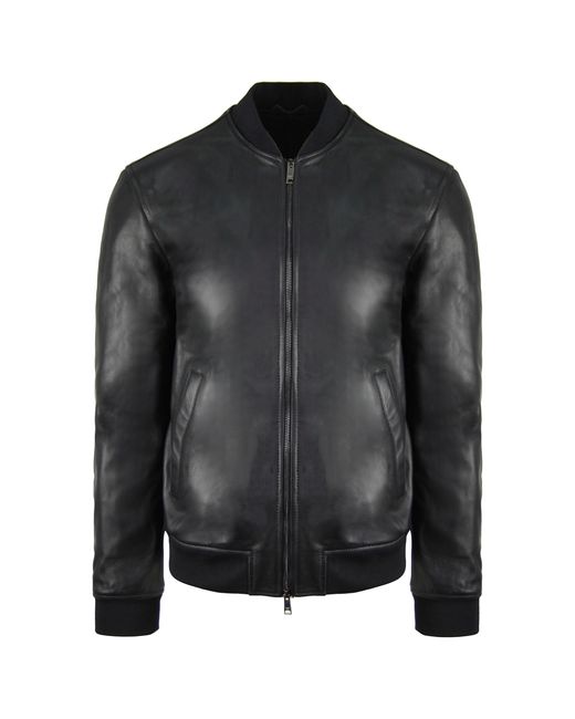 Armani Emporio Leather Bomber Jacket in Black for Men Lyst UK
