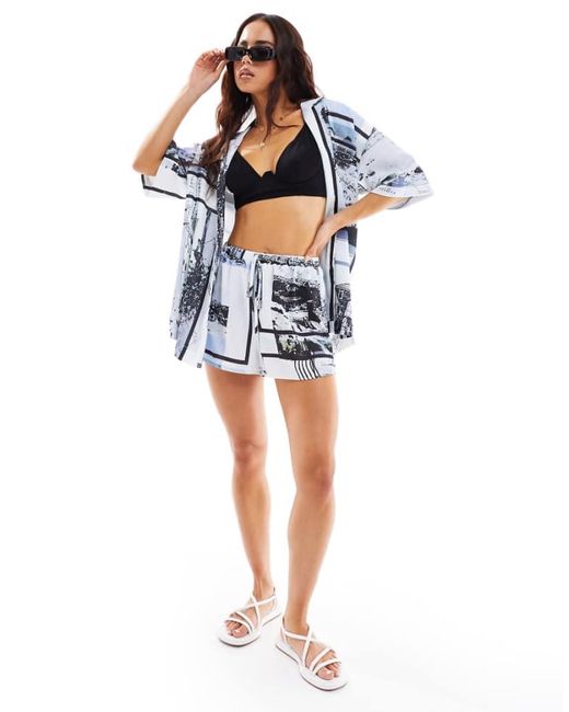 ASOS Blue Satin Co-Ord Short