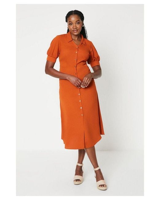 Dorothy Perkins Orange Midi Shirt Dress