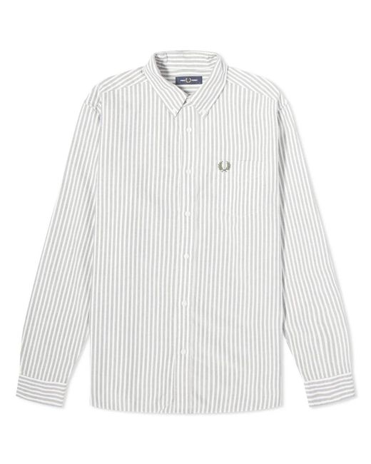 Fred Perry White Field Striped Oxford Shirt Cotton for men
