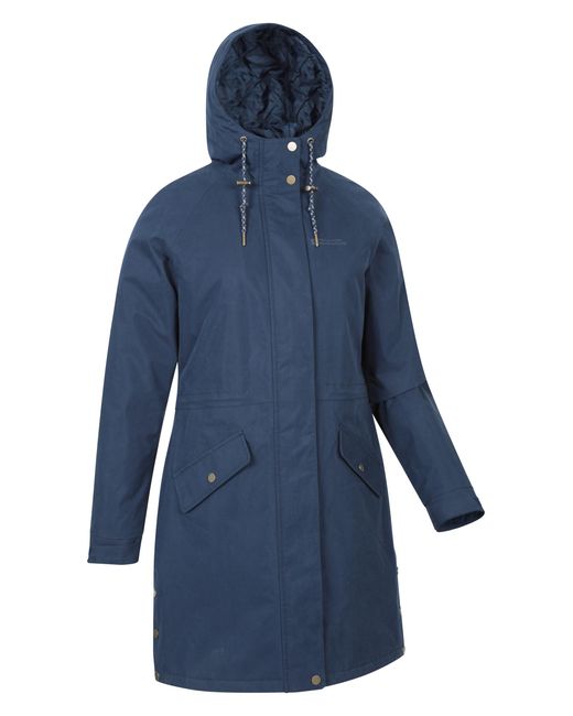 Mountain Warehouse Blue 'Polperro' Padded Jacket With Front Pockets Waterproof Coat Cotton