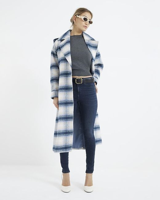 River Island Blue Skinny Jeans Mid Rise Molly Sculpted
