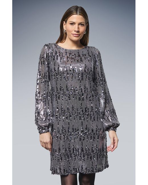 Wallis Gray Sequin Cowl Shift Dress