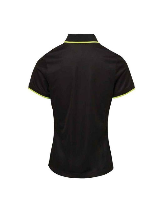 PREMIER Black Ladies Coolchecker Contrast Pique Polo Shirt /Lime)