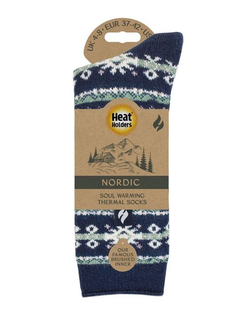 Heat Holders Blue Ladies Nordic Socks