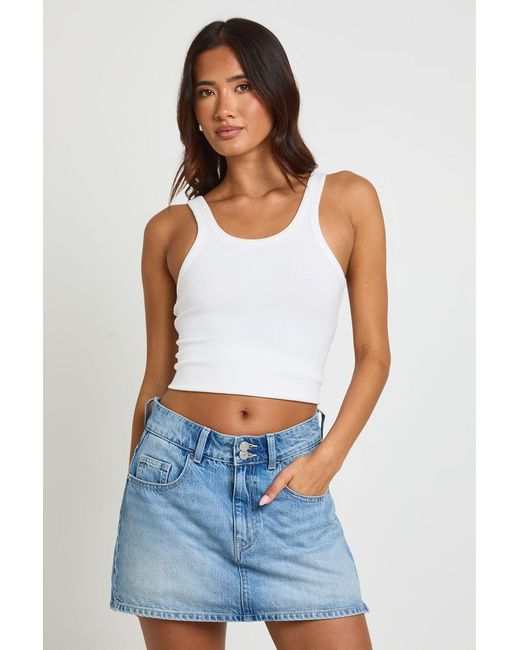 Boohoo Blue Denim Mini Skort