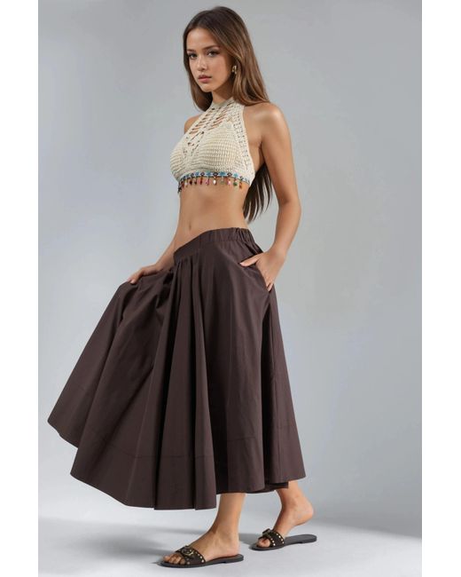 Hiccup Brown Maxi A-Form Fit Skirt