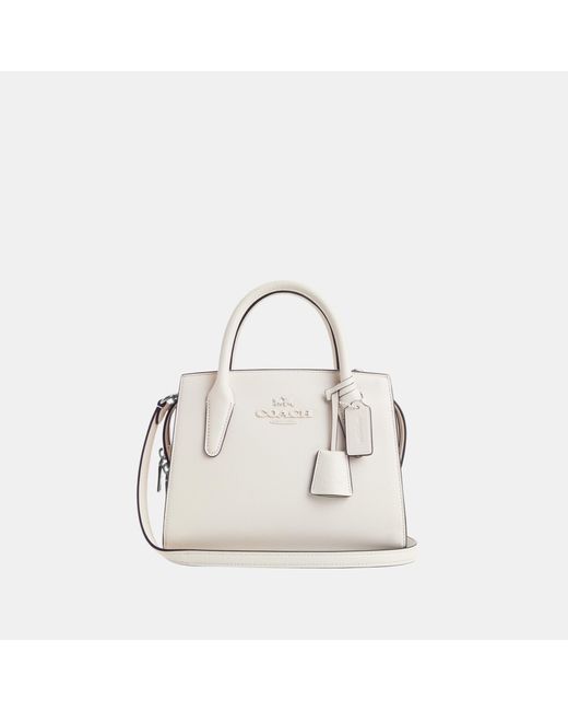 COACH White Smooth Leather Andrea Carryall With Tonal Hardware Bag