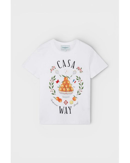 Casablanca White Casa Way Printed Fitted T-Shirt Cotton
