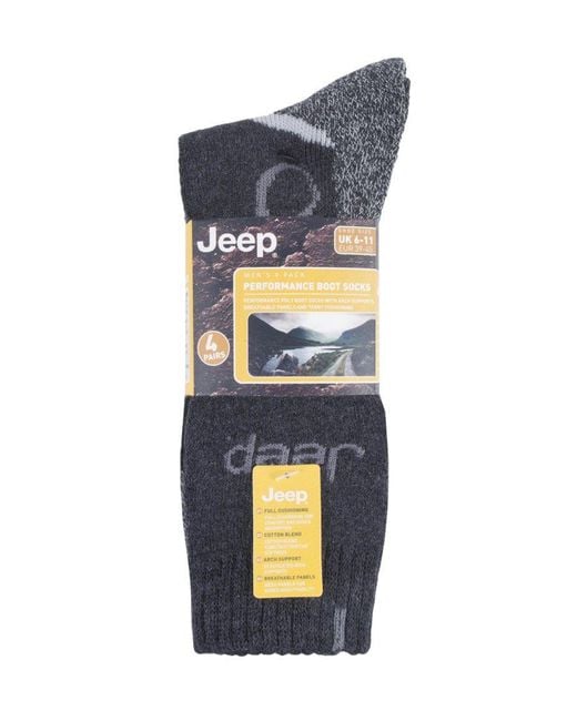 Jeep Blue 4 Pairs Anti Blister Thick Cushioned Luxury Boot Socks for men
