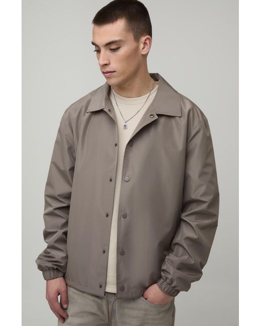 BoohooMAN Gray Regular Fit Collared Coach Jacket for men