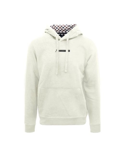Aquascutum White Hooded Neck Lacoste Lettering Sweatshirt for men