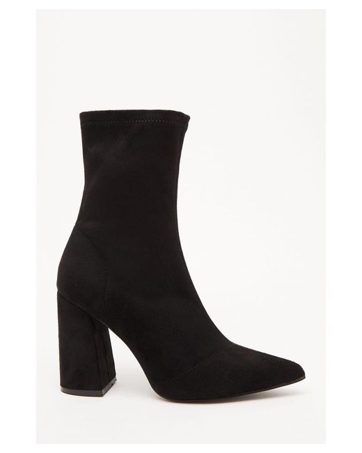 Quiz Black Faux Suede Heeled Sock Boots