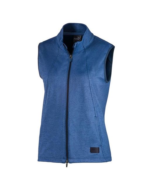 PUMA Cloudspun Warm Up Vest Zip Up Blue S Sleeveless 595852 02