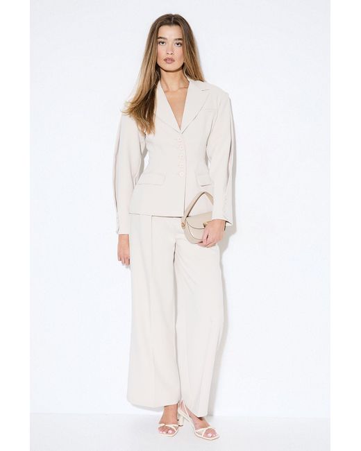 MissPap White Premium Pleated Sleeve Blazer Co-Ord