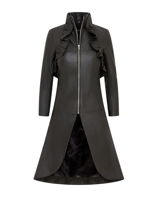 Infinity Leather Black Goth High Collar Victorian Flare Tailcoat