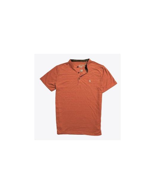 Original Penguin Orange Henley T-Shirt Top for men