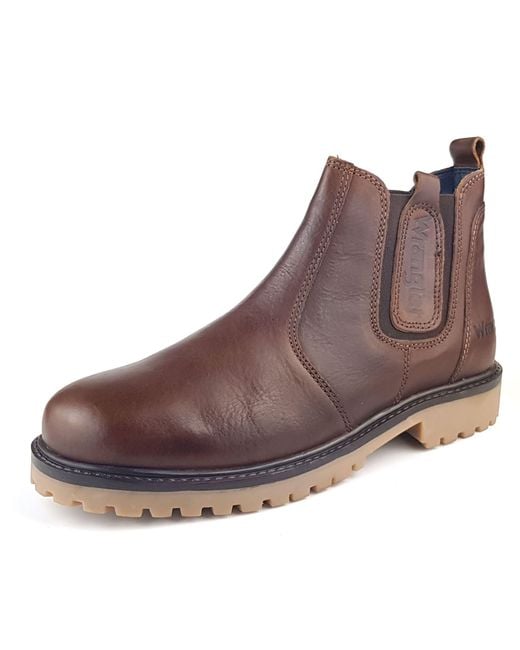 Wrangler Brown Yuma Chelsea Leather Boots for men