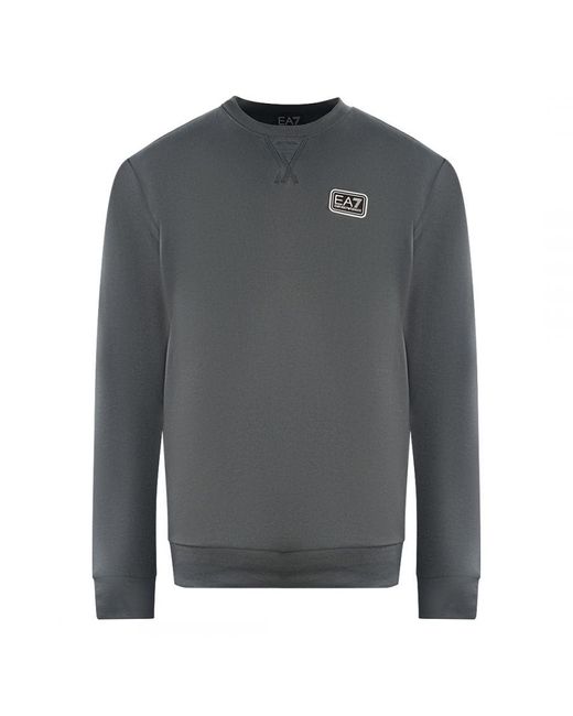 EA7 Gray Branded Patch Logo Iron Gate Sweatershirt for men