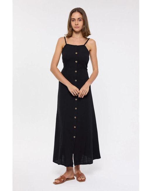 Hiccup Black Backless Cotton Maxi Dress