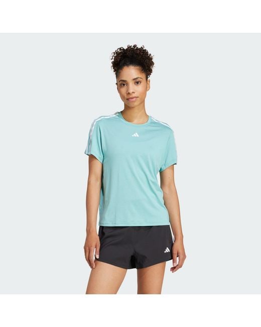 Adidas Originals Blue Aeroready Train Essentials 3-Stripes Tee