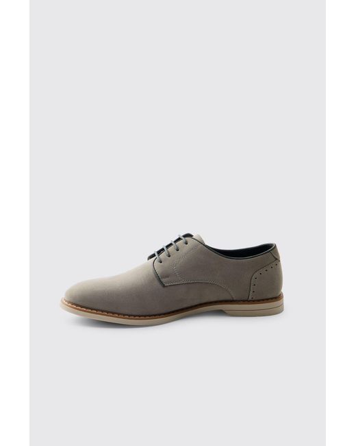 BoohooMAN Gray Faux Suede Derby Shoe for men
