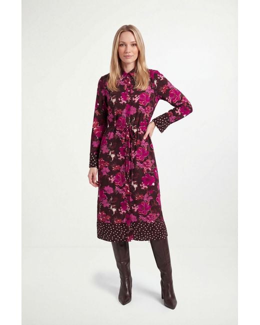 Wallis Red Petite Floral Mix Print Shirt Dress