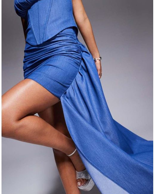 ASOS Blue Co-Ord Chambray Drape Mini Skirt