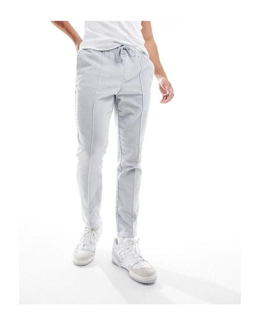 ASOS White Slim Cord Trousers With Pin Tucks for men