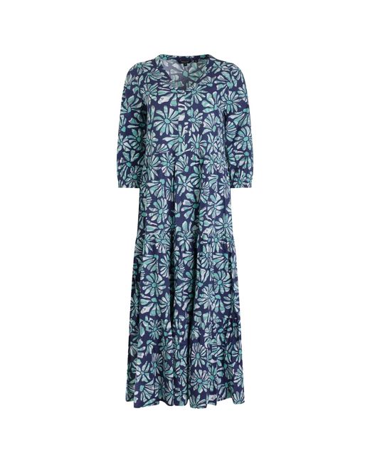 Weird Fish Blue Ladies Lainey All-Over Print Seersucker Midi Dress (Aquamarine)