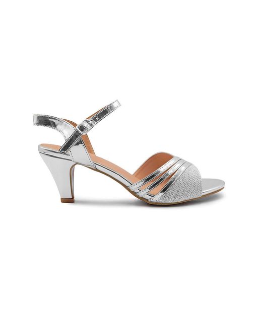 Where's That From Metallic Wheres 'Angie' Low Heel Sandals With Buckle Ankle Strap