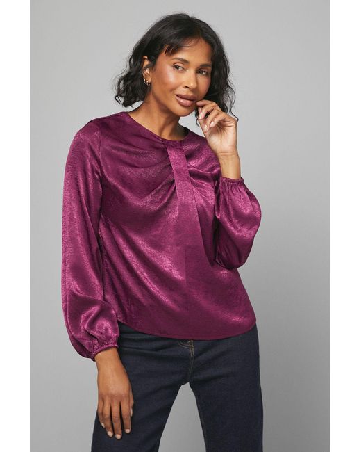 Wallis Purple Satin Bar Detail Blouse