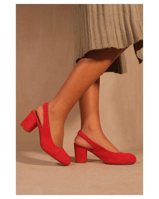 Where's That From Red 'Edith' Block Heel Slingback Shoes