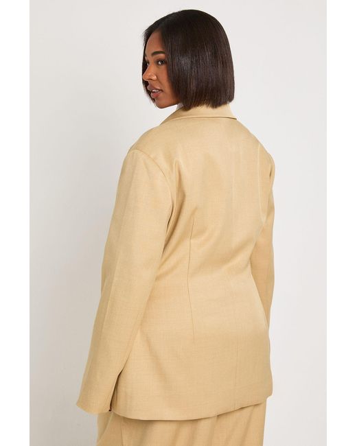 Boohoo Natural Plus Cinched Ruched Waist Blazer