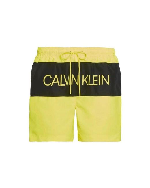 Calvin Klein Yellow Km0Km00456 Core Logo Drawstring Trunks for men