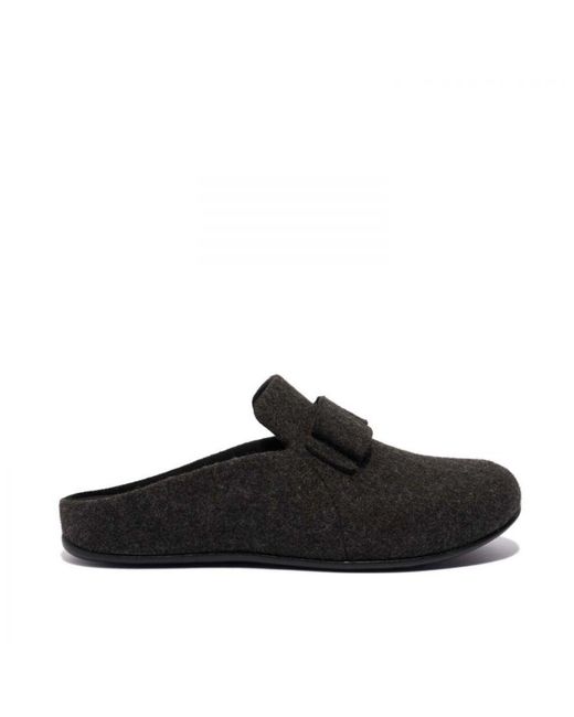 Fitflop Black Womenss Fit Flop Chrissie Ii Haus E01 Bow Felt Slippers