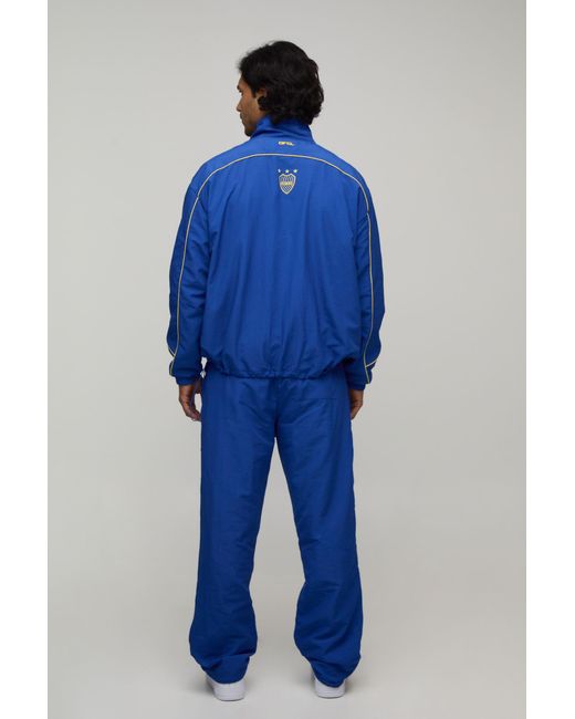 BoohooMAN Blue Baggy Fit Nylon Track Pants for men