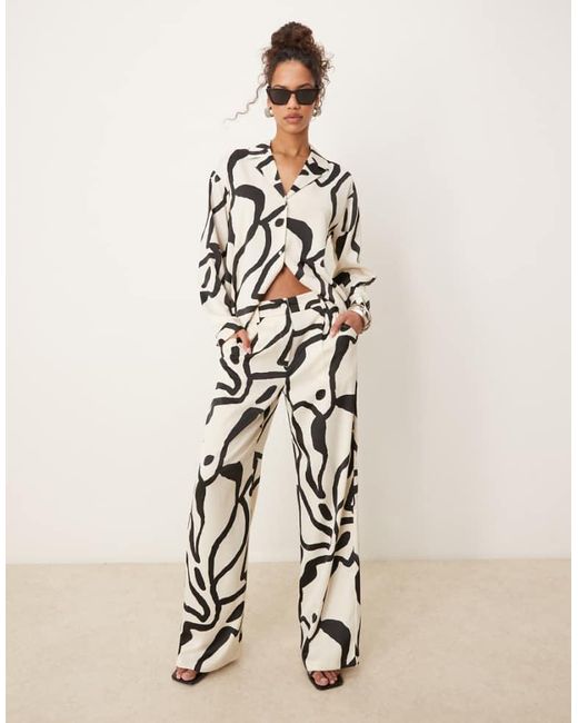 Aware Natural Wide Leg Satin Trouser Co-Ord
