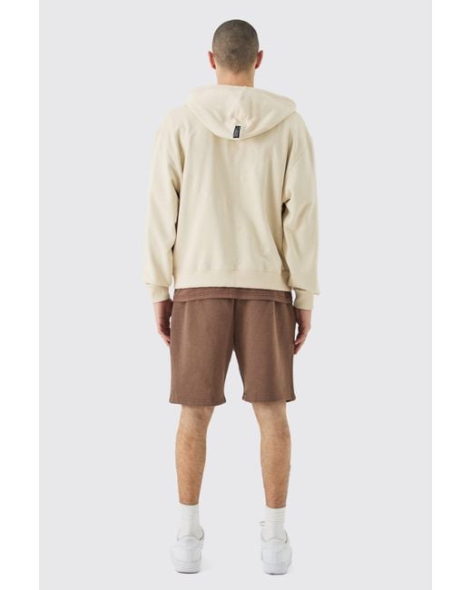 BoohooMAN Natural Relaxed Fit Official Puff Print Short for men