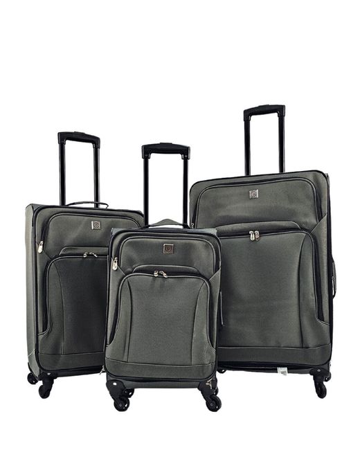 Infinity Leather Black Lightweight 4 Wheel Luggage Travel Cases Soft Bags Suitcases