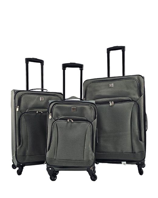 Infinity Leather Black Lightweight 4 Wheel Luggage Travel Cases Soft Bags Suitcases